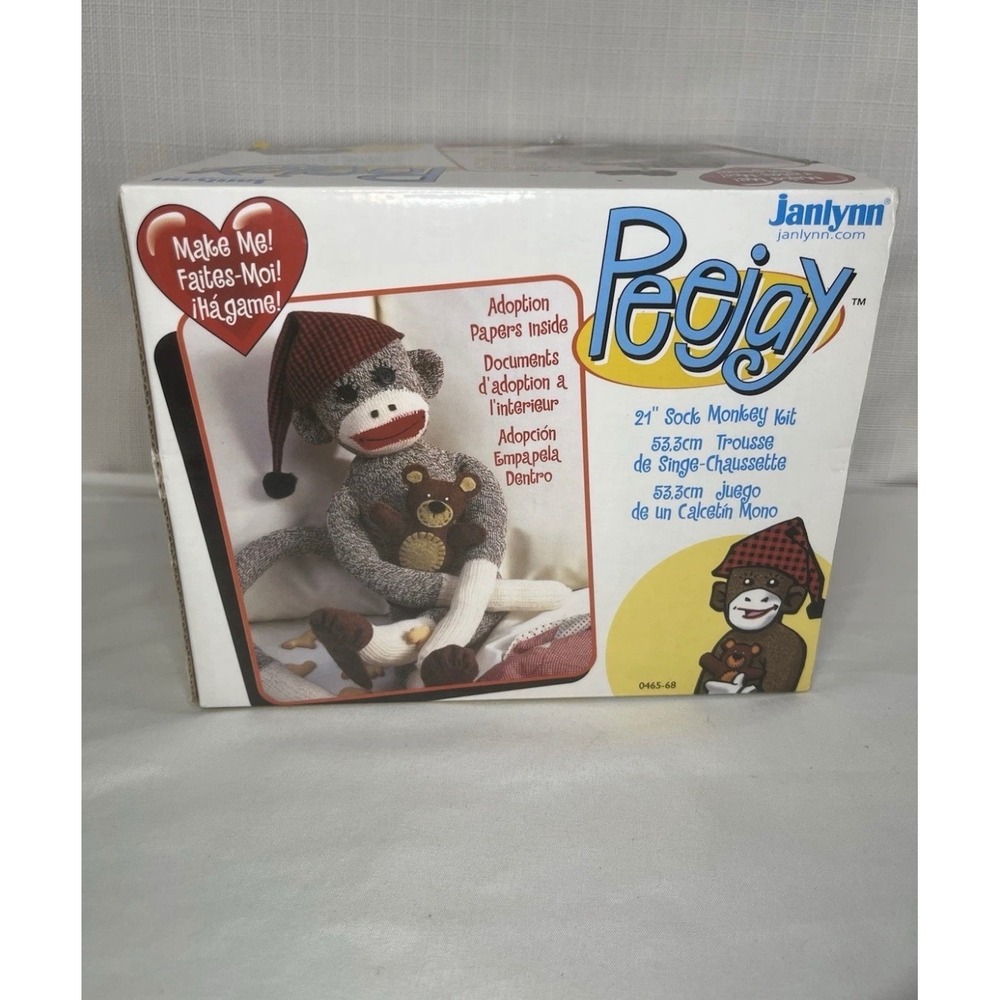 Janlynn Peejay 21 Inch Sock Monkey Kit DIY Plush Toy Craft Set 0465-68 Open Box